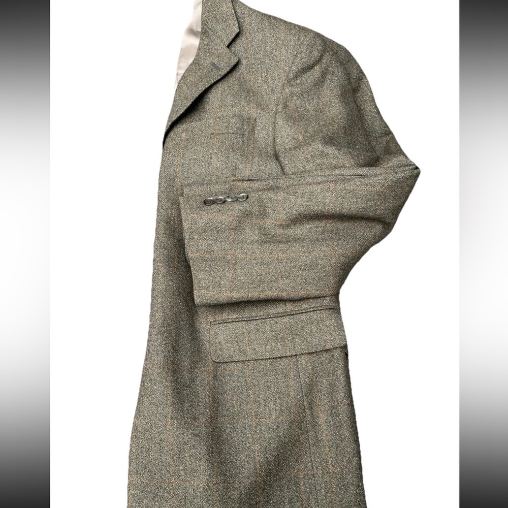 Burberry Men’s Blazer Green With Yellow Stripes 3 Buttons Size 38R - Picture 5 of 8